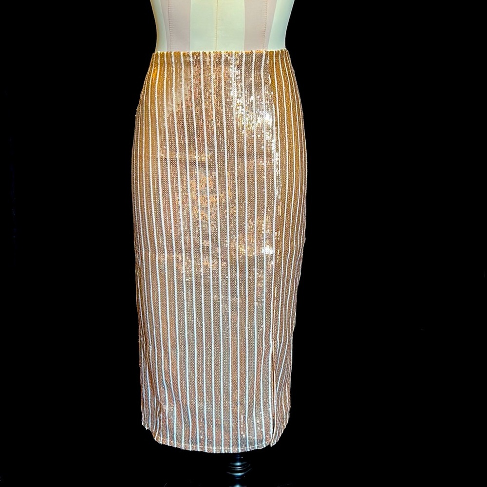 Gold and white, sequin, pencil skirt
